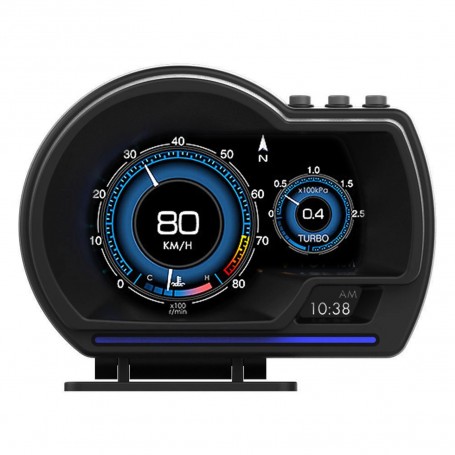 HUD auto OBD2 + GPS pentru diagnoză și siguranță – afișaj viteză, turații, temperatură, voltaj, erori motor, stil sport