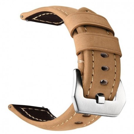 Curea piele naturala  pentru Huawei Watch GT Runner 2, Telescoape QR, 22mm, Kaki