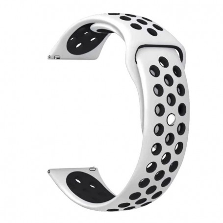 Curea silicon pentru Huawei Watch GT Runner 2, telescoape Quick Release, 22mm, Alb/Negru