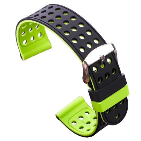 Curea silicon cu doua fete pentru Huawei Watch GT Runner 2, 22mm, Negru/Verde