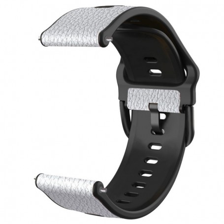 Curea hibrid piele-silicon pentru Huawei Watch GT Runner 2, Telescoape QR, 22mm, Pearl White