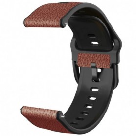 Curea hibrid piele-silicon compatibila cu Samsung Galaxy Watch8 40mm, Carob Brown