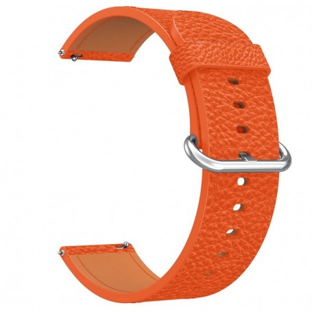 Curea piele, compatibila Samsung Galaxy Watch8 44mm, 18cm, Portocaliu