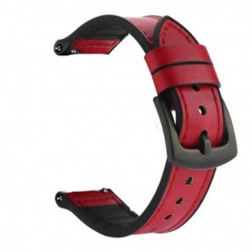 Curea hibrid piele-silicon compatibila cu Samsung Galaxy Watch Ultra, VD Very Dream®, Tart Red