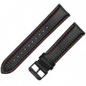 Curea piele compatibila Samsung Galaxy Watch Ultra 2, Negru/Portocaliu