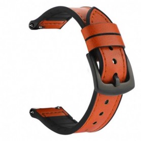 Curea hibrid piele-silicon compatibila cu Samsung Galaxy Watch Ultra 2, VD Very Dream®, Bronze Brown