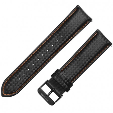 Curea piele compatibila Xiaomi Watch 5, Telescoape QR, 22mm, Negru/Portocaliu