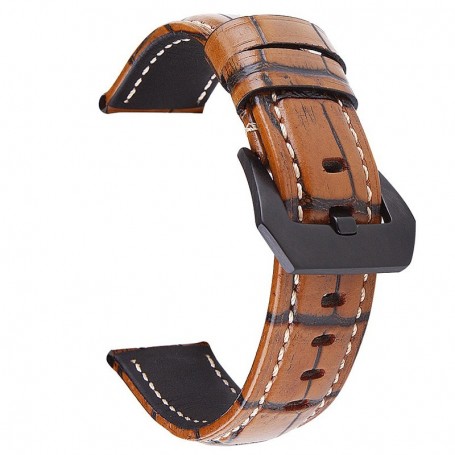 Curea din piele naturala, compatibila Amazfit Balance 2, telescoape normale, 22mm, Maro/Negru