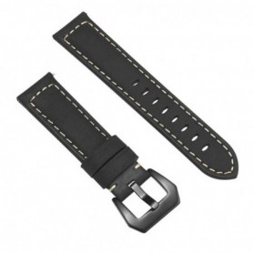 Curea piele naturala  compatibila Amazfit Bip Max, Telescoape QR, 22mm, Negru Mat
