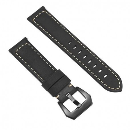 Curea piele naturala  compatibila Amazfit Bip Max, Telescoape QR, 22mm, Negru Mat