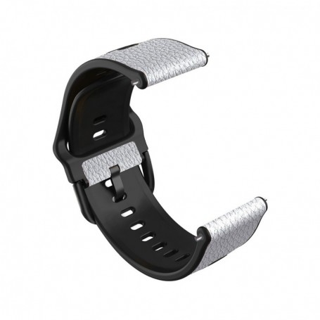 Curea hibrid piele-silicon compatibila cu Huawei Watch GT 7 46mm, Telescoape QR, 22mm, Pearl White