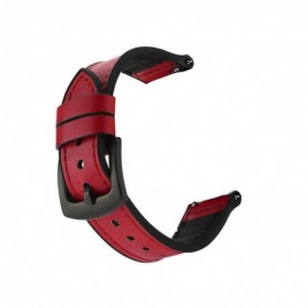 Curea hibrid piele-silicon compatibila cu Huawei Watch GT 7 46mm, VD Very Dream®, 22mm, Tart Red