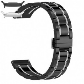 Curea ceramica, compatibila Samsung Galaxy Watch9 44mm, Negru/Argintiu