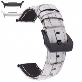 Curea din piele naturala, compatibila Samsung Galaxy Watch9 44mm, Alb/Gri