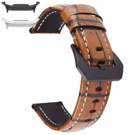 Curea din piele naturala, compatibila Samsung Galaxy Watch9 44mm, Maro/Negru