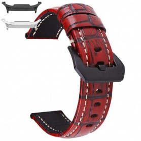 Curea din piele naturala, compatibila Samsung Galaxy Watch9 44mm, Red Brown