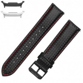 Curea piele compatibila Samsung Galaxy Watch9 44mm, Negru/Rosu