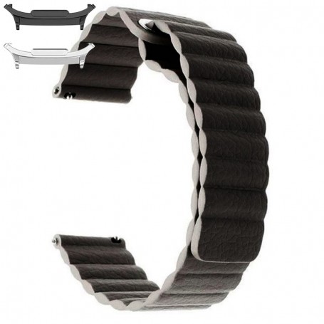 Curea piele naturala, compatibila Samsung Galaxy Watch9 44mm, Prindere Magnetica, Negru