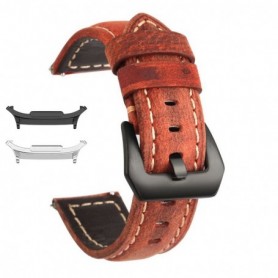 Curea piele naturala, compatibila Samsung Galaxy Watch9 44mm, Maro Aprins