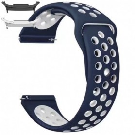 Curea silicon compatibila Samsung Galaxy Watch9 44mm, Albastru-Alb