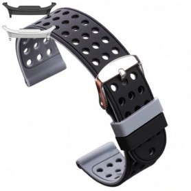 Curea silicon cu doua fete compatibila Samsung Galaxy Watch9 44mm, Negru/Gri