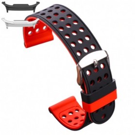 Curea silicon cu doua fete compatibila Samsung Galaxy Watch9 44mm, Negru/Rosu