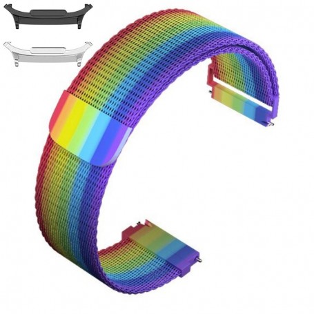 Curea otel, Milanese Loop Slim, compatibila cu Samsung Galaxy Watch9 44mm, Rainbow