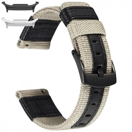 Curea textila, compatibila cu Samsung Galaxy Watch9 44mm, Black Beige