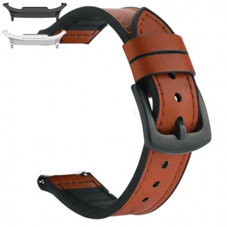 Curea piele, compatibila cu Samsung Galaxy Watch9 44mm, Caramel Brown