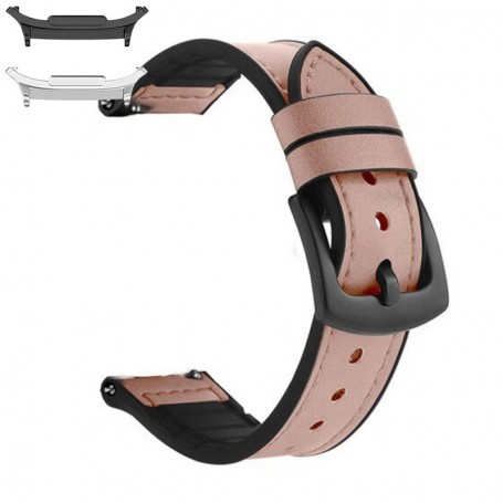 Curea hibrid piele-silicon, compatibila cu Samsung Galaxy Watch9 44mm, Kobi Pink