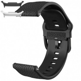 Curea hibrid piele-silicon compatibila cu Samsung Galaxy Watch9 44mm, Iron Black