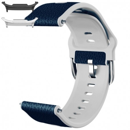 Curea hibrid piele-silicon compatibila cu Samsung Galaxy Watch9 44mm, MLS Blue
