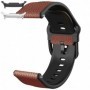 Curea hibrid piele-silicon compatibila cu Samsung Galaxy Watch9 44mm, Carob Brown