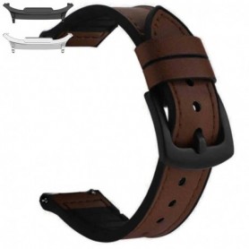 Curea hibrid piele-silicon compatibila cu Samsung Galaxy Watch9 44mm, VD Very Dream®, Dark Brown