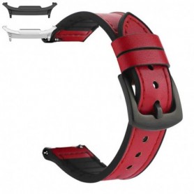 Curea hibrid piele-silicon compatibila cu Samsung Galaxy Watch9 44mm, VD Very Dream®, Tart Red