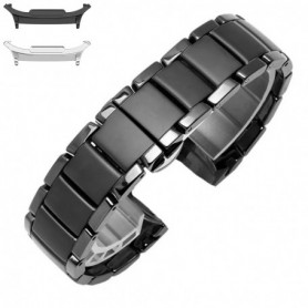 Curea ceramica, compatibila cu Samsung Galaxy Watch9 44mm, Noir Black