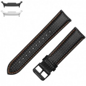Curea piele compatibila Samsung Galaxy Watch9 44mm/40mm, Samsung Galaxy Watch 8 44mm/40mm, Negru/Portocaliu