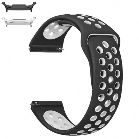 Curea silicon compatibila Samsung Galaxy Watch9 44mm/40mm, Samsung Galaxy Watch 8 44mm/40mm, Negru/Alb