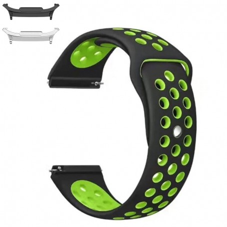 Curea silicon compatibila Samsung Galaxy Watch9 44mm/40mm, Samsung Galaxy Watch 8 44mm/40mm, Negru/Verde
