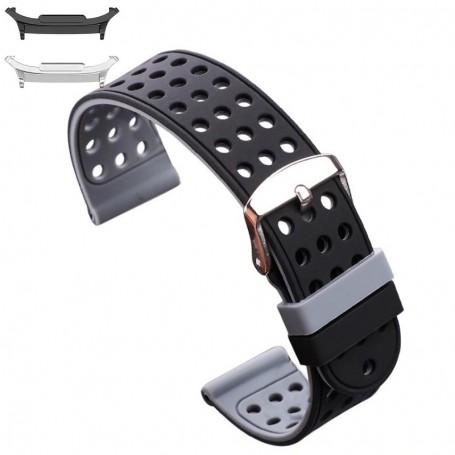 Curea silicon cu doua fete compatibila Samsung Galaxy Watch9 44mm/40mm, Samsung Galaxy Watch 8 44mm/40mm, Negru/Gri