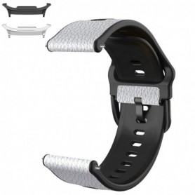 Curea hibrid piele-silicon compatibila cu Samsung Galaxy Watch9 44mm/40mm, Samsung Galaxy Watch 8 44mm/40mm, Pearl White