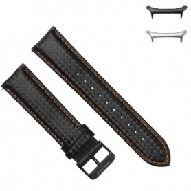 Curea piele compatibila Samsung Galaxy Watch Ultra1 si Samsung Galaxy Watch Ultra2, Negru/Portocaliu